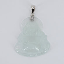 Load image into Gallery viewer, 14K Solid White Gold Buddha Jade Pendant 3.7 Grams
