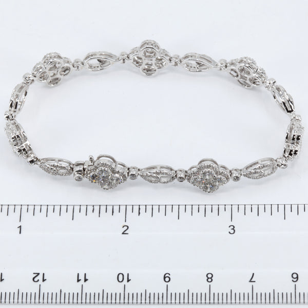 18K White Gold Diamond Flower Bracelet D5.66 CT