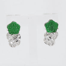 Load image into Gallery viewer, 18K White Gold Diamond Green Jade French Clip Earrings D0.68 CT
