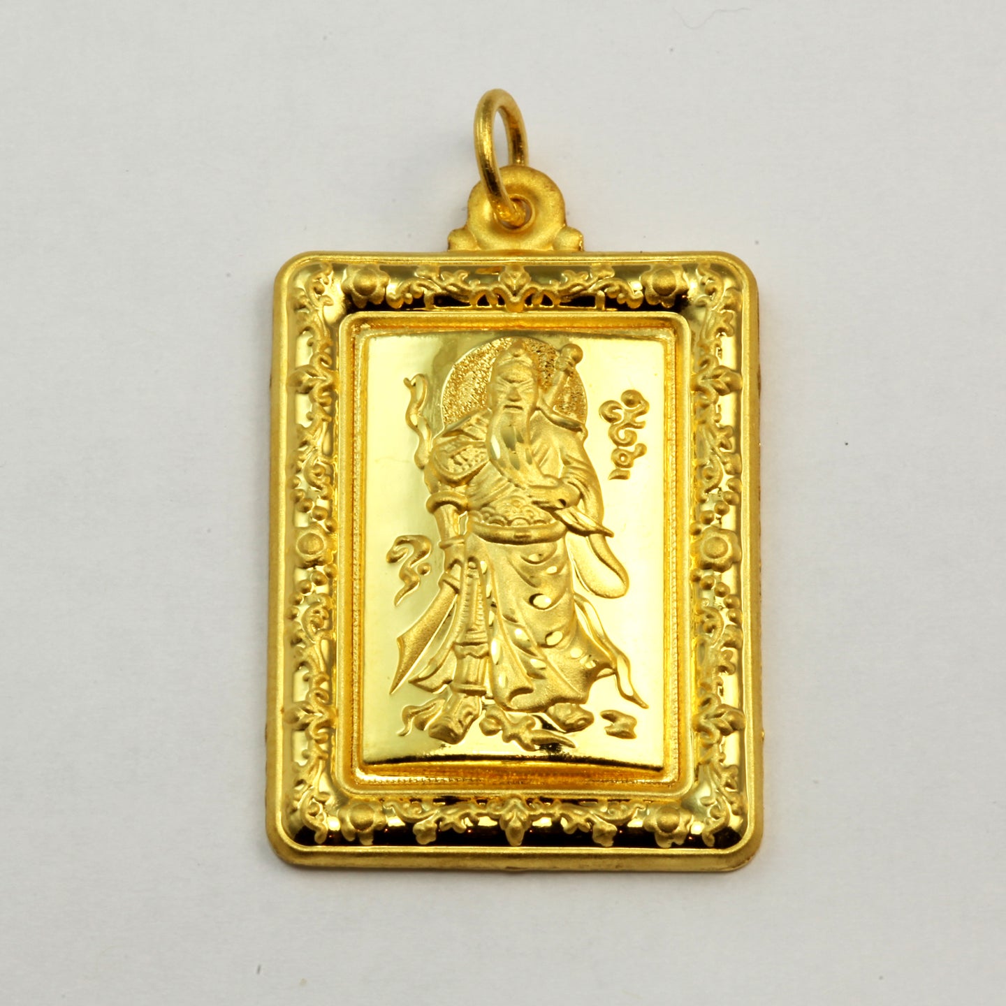 24K Solid Yellow Gold Hollow Guan Gong Warrior Pendant 7.8 Grams