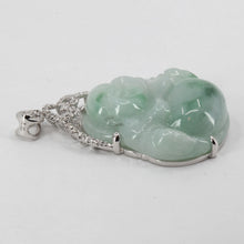 Load image into Gallery viewer, 18K Solid White Gold Diamond Jade Buddha Pendant 1&quot;
