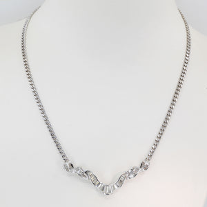 18K Solid White Gold Diamond Necklace 1.68 CT