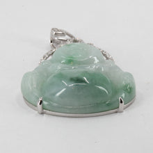 Load image into Gallery viewer, 18K Solid White Gold Diamond Jade Buddha Pendant 1&quot;
