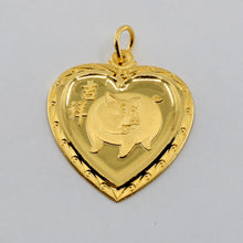 Load image into Gallery viewer, 24K Solid Yellow Gold Heart Zodiac Pig Pendant 8.3 Grams
