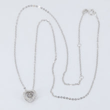 Load image into Gallery viewer, 18K Solid White Gold Round Link Chain Necklace with Diamond Heart Pendant 18&quot; D0.03 CT
