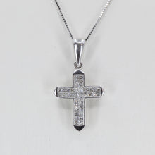 Load image into Gallery viewer, 14K Solid White Gold Diamond Cross Pendant D0.65 CT
