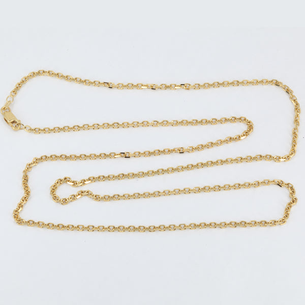 14K Solid Yellow Gold Design Square Link Chain 24" 7.3 Grams