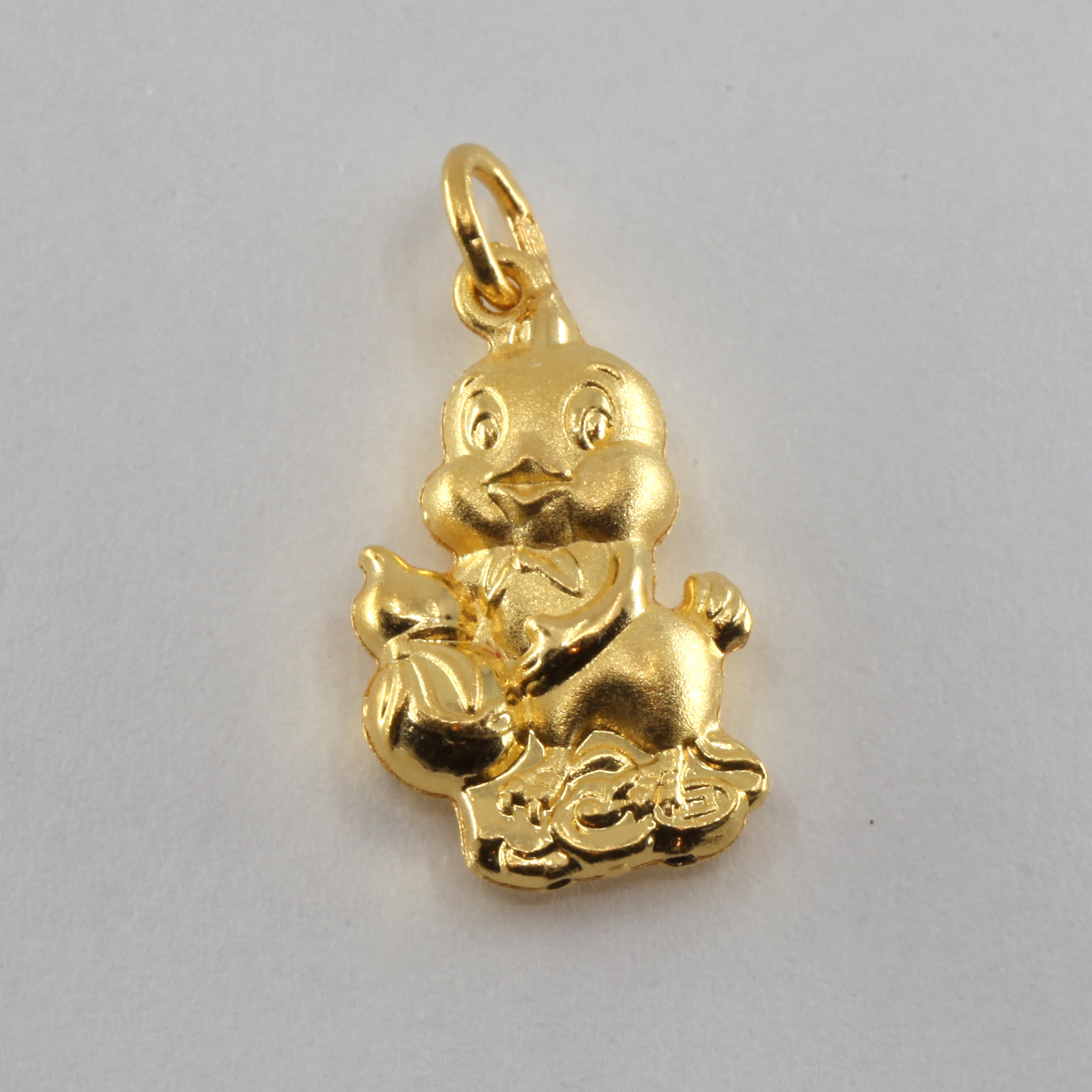24K Solid Yellow Gold Puffy Zodiac Rooster Chicken Pendant 2.6 Grams