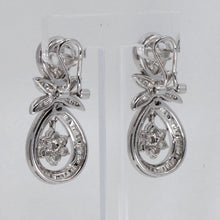 將圖片載入圖庫檢視器 18K Solid White Gold Diamond Hanging French Clip Earrings D2.96 CT
