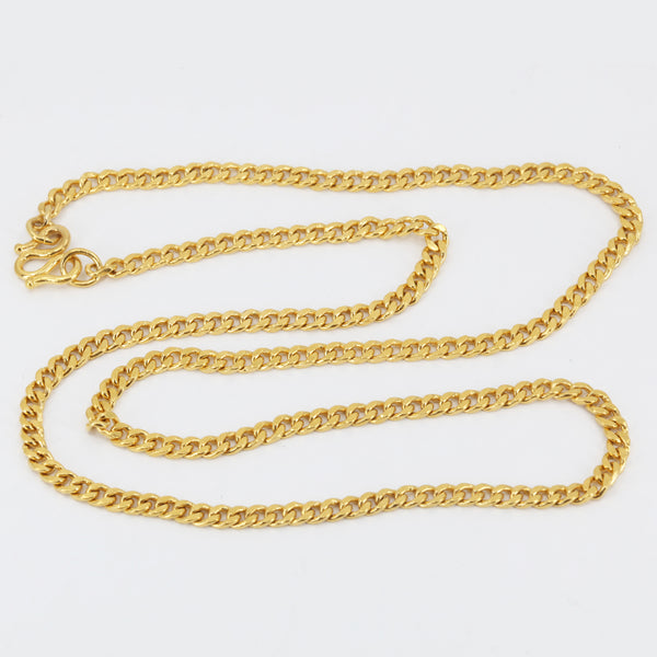 24K Solid Yellow Gold Flat Cuban Link Chain 28.9 Grams 20" 9999
