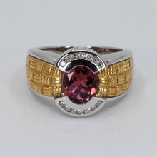 Load image into Gallery viewer, 18K Solid Yellow White Gold Diamond Amethyst Ring 8.6 Grams
