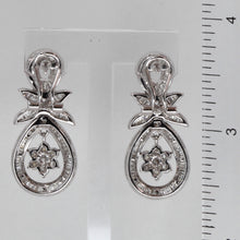 Load image into Gallery viewer, 18K Solid White Gold Diamond Hanging French Clip Earrings D2.96 CT
