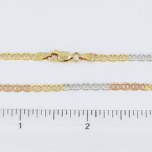 Load image into Gallery viewer, 14K Solid Tri-Color Gold Flat Link Chain 24&quot; 8.5 Grams
