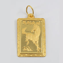 Load image into Gallery viewer, 24K Solid Yellow Gold Rectangular Zodiac Horse Heavy Pendant 21.1 Grams
