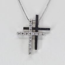 Load image into Gallery viewer, 14K Solid White Gold Diamond Cross Pendant D0.20 CT
