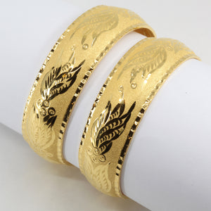 One Pair Of 24K Solid Yellow Gold Wedding Bangles 22.2 Grams