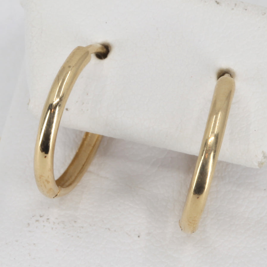 14K Yellow Gold Plain Hoop Earrings 1.0 Grams