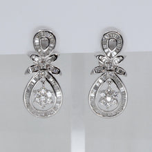 Load image into Gallery viewer, 18K Solid White Gold Diamond Hanging French Clip Earrings D2.96 CT
