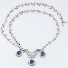 將圖片載入圖庫檢視器 18K White Gold Diamond Sapphire Necklace S3.34CT
