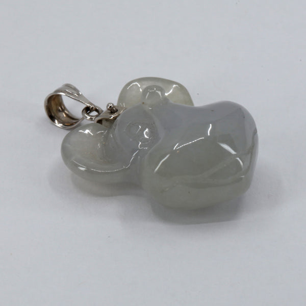 14K Solid White Gold Jade Mouse Pendant 8.9 Grams