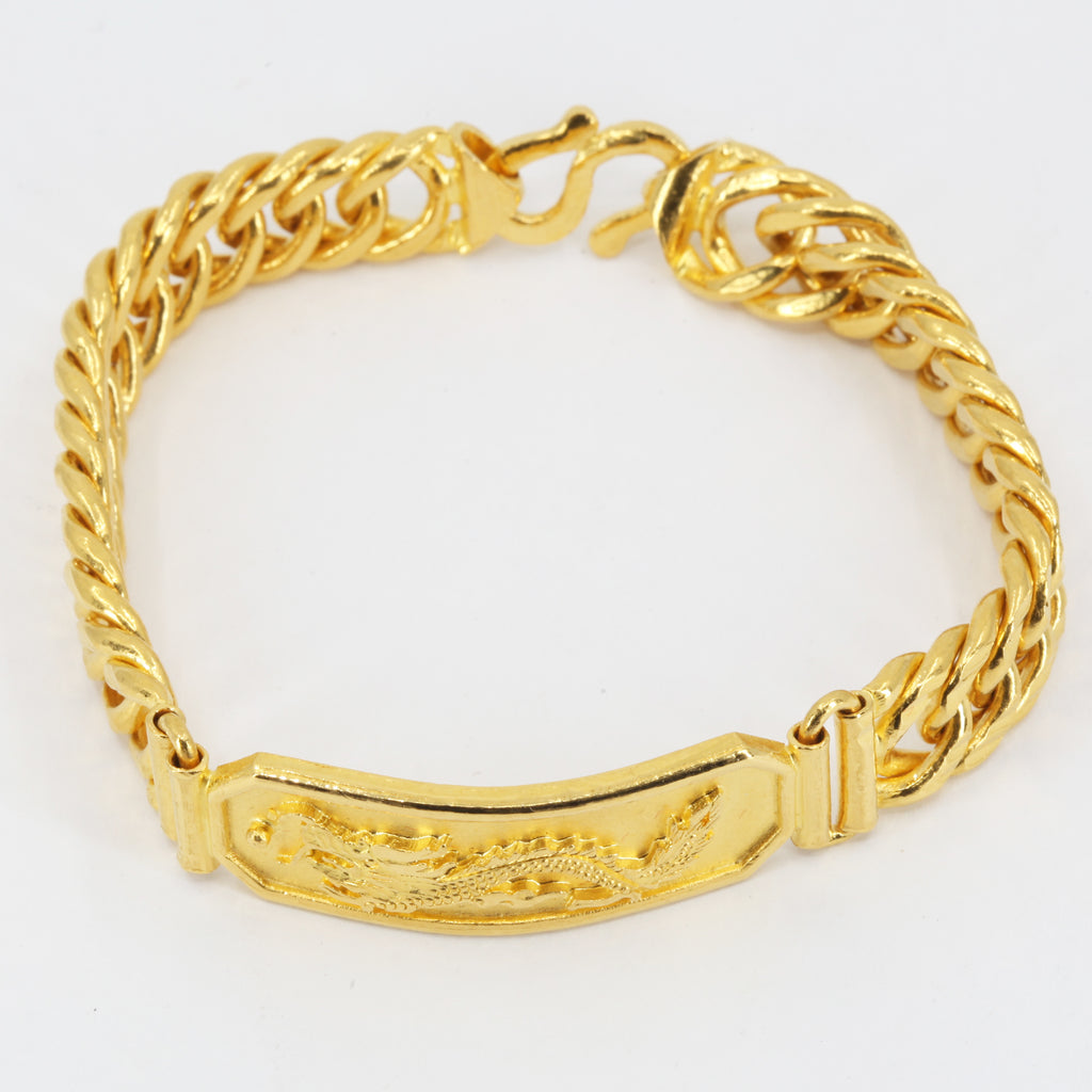 24K Solid Yellow Gold Men Dragon Bracelet 96.7 Grams – Royal