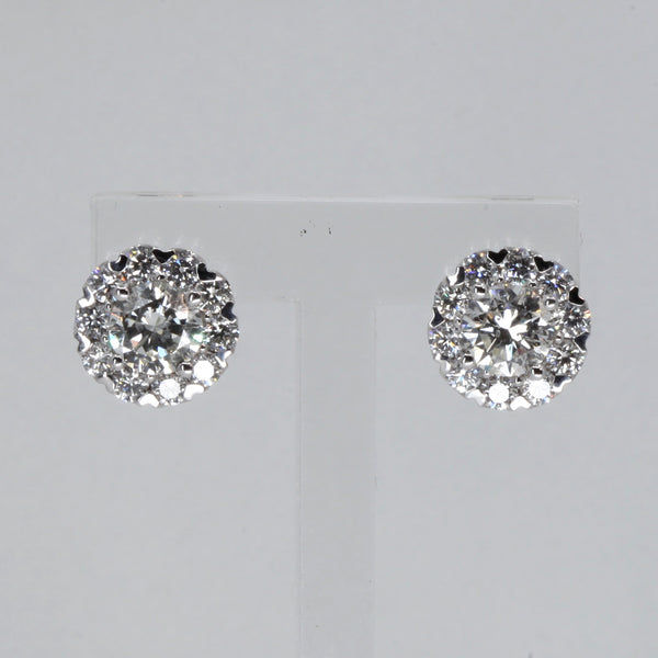 18K Solid White Gold Diamond Stud Earrings D3.52 CT