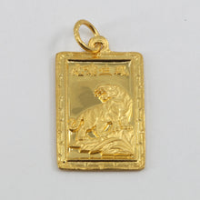 Load image into Gallery viewer, 24K Solid Yellow Gold Rectangular Zodiac Tiger Hollow Pendant 2.4 Grams
