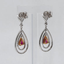 Load image into Gallery viewer, 18K Solid White Yellow Gold Diamond Stud Ruby Hanging Earrings D1.36 CT
