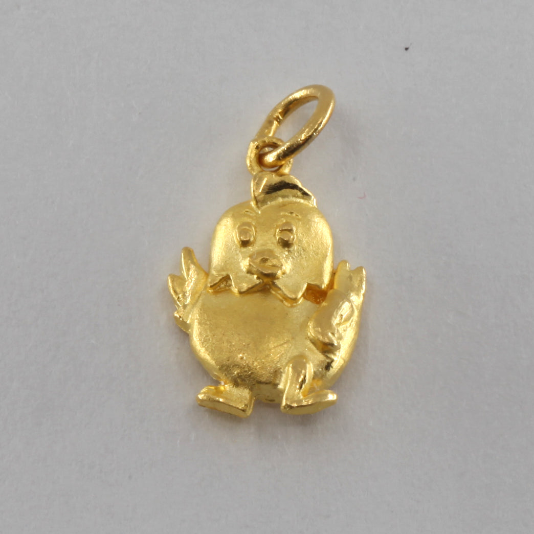24K Solid Yellow Gold Zodiac Rooster Chicken Pendant 2.4 Grams
