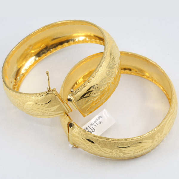 One Pair Of 24K Solid Yellow Gold Wedding Bangles 22.2 Grams