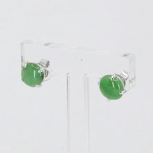 Load image into Gallery viewer, 14K White Gold Green Round Jade Stud Earrings 1.5 Grams

