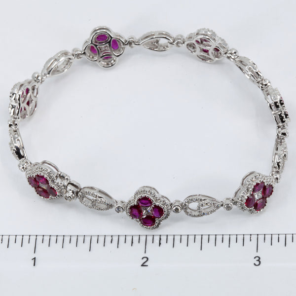 18K White Gold Diamond Ruby Bracelet R4.69CT D2.01 CT