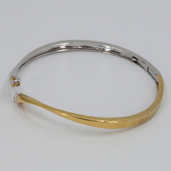 18K Solid Two Tone Gold Diamond Bangle D0.53 CT
