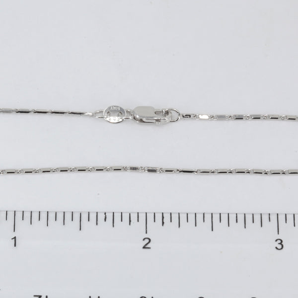 14K Solid White Gold Flat Link Chain 18" 3.3 Grams