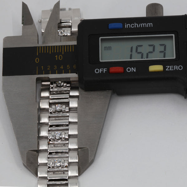 18K Solid White Gold Diamond Men Watch Link Bracelet D1.68CT