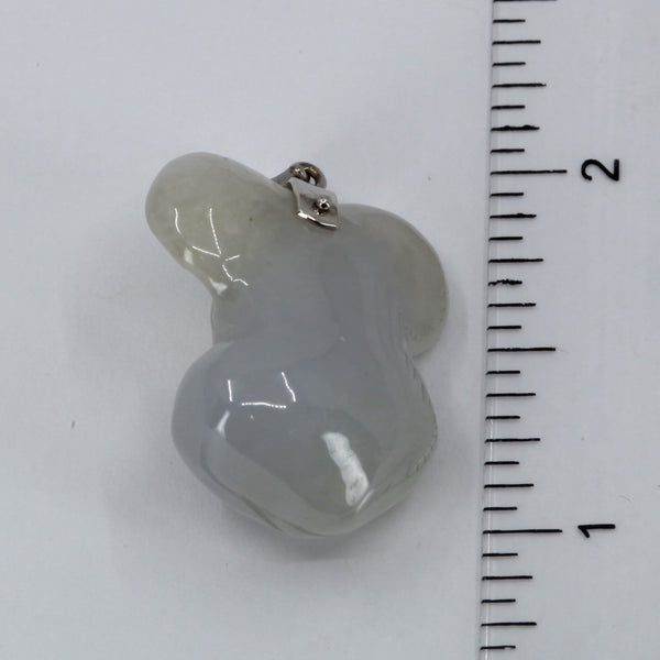 14K Solid White Gold Jade Mouse Pendant 8.9 Grams