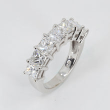 Load image into Gallery viewer, 14K Solid White Gold Princess Cut Diamond Ring 3.54CT
