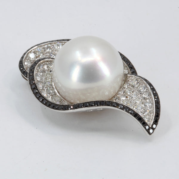 18K White Gold Diamond South Sea White Pearl Pendant D4.38 CT
