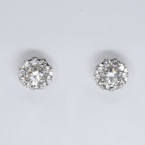 18K Solid White Gold Diamond Stud Earrings D3.52 CT