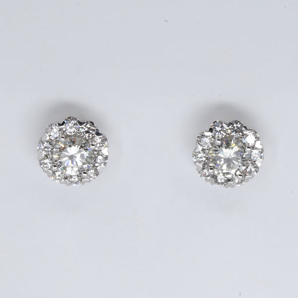 18K Solid White Gold Diamond Stud Earrings D3.52 CT