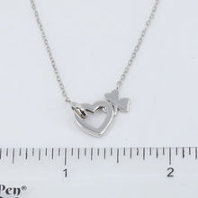 將圖片載入圖庫檢視器 18K Solid White Gold Round Link Chain Necklace with Heart Pendant 16&quot; 2.8 Grams
