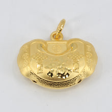 Load image into Gallery viewer, 24K Solid Yellow Gold Baby Puffy Longevity Lock Hollow Pendant 4.5 Grams
