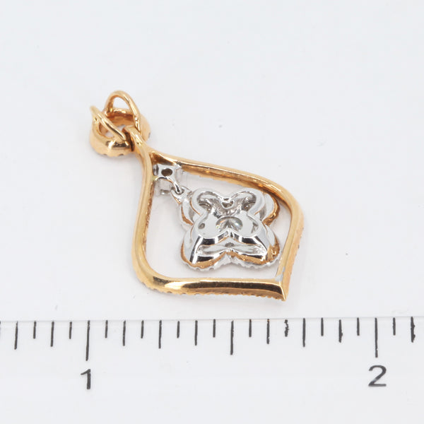 18K Solid Two Tone Rose White Gold Diamond Pendant D0.97 CT