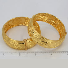 將圖片載入圖庫檢視器 One Pair Of 24K Solid Yellow Gold Wedding Dragon Phoenix Bangles 46.3 Grams
