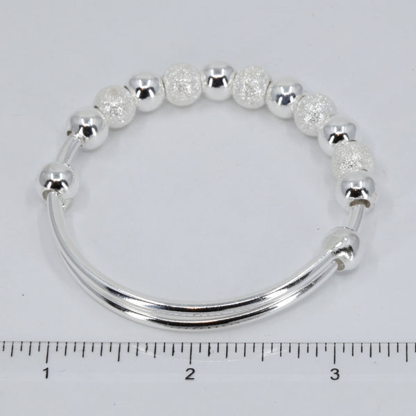 99 Sterling Silver Woman Spinning Bead Bangle 29.44 Grams