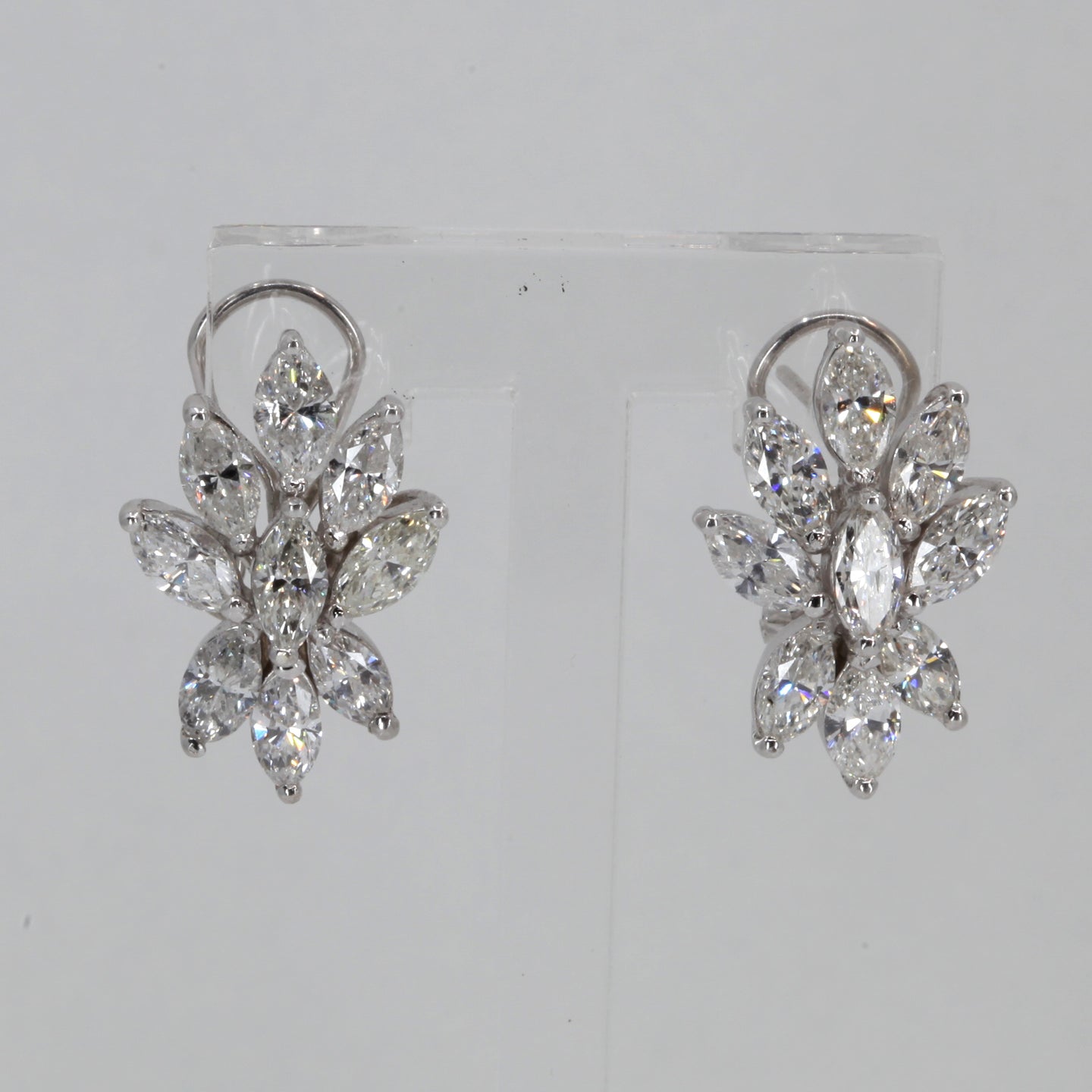 18K Solid White Gold Diamond Earrings MD5.86CT