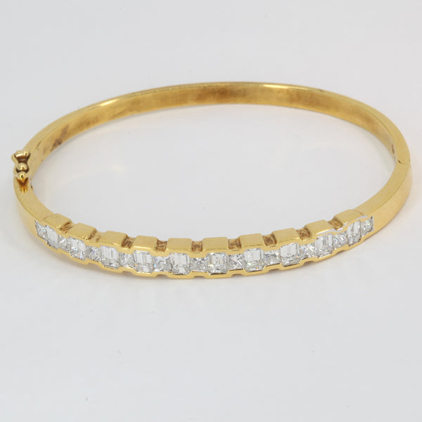 18K Solid Yellow Gold Diamond Bangle 5.68 CT