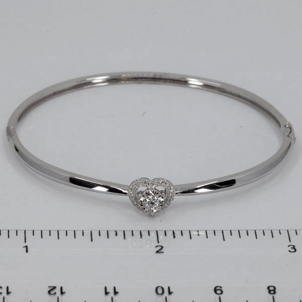 18K Solid White Gold Diamond Bangle D0.146 CT