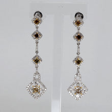 Load image into Gallery viewer, 18K Solid White Gold Fancy Color Diamond Hanging Stud Earrings D3.45 CT
