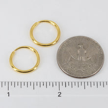 Load image into Gallery viewer, 24K Solid Yellow Gold Simple Plain Hoop Earrings 1.9 Grams
